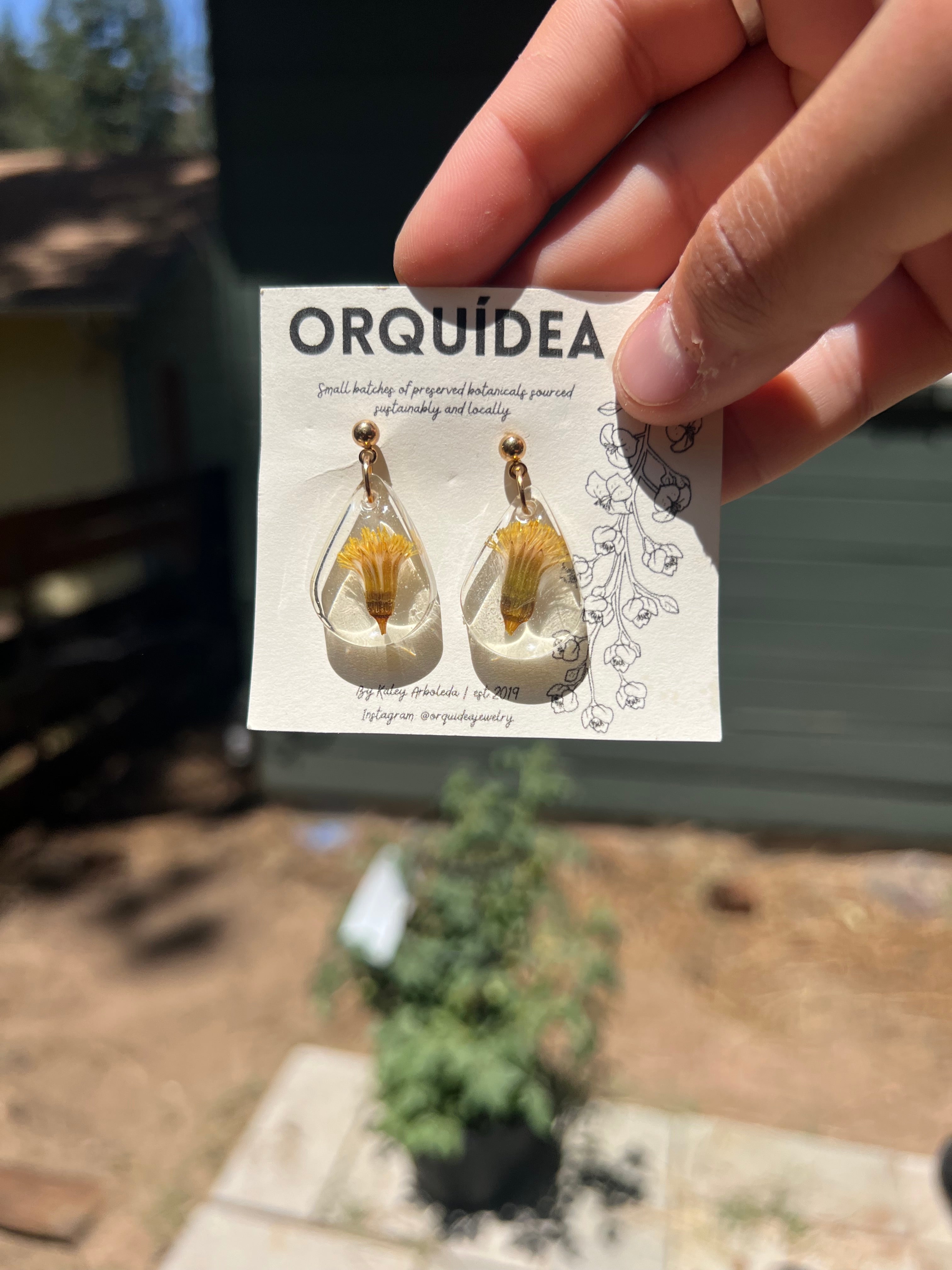 Yellow Flowers on Teardrop shape