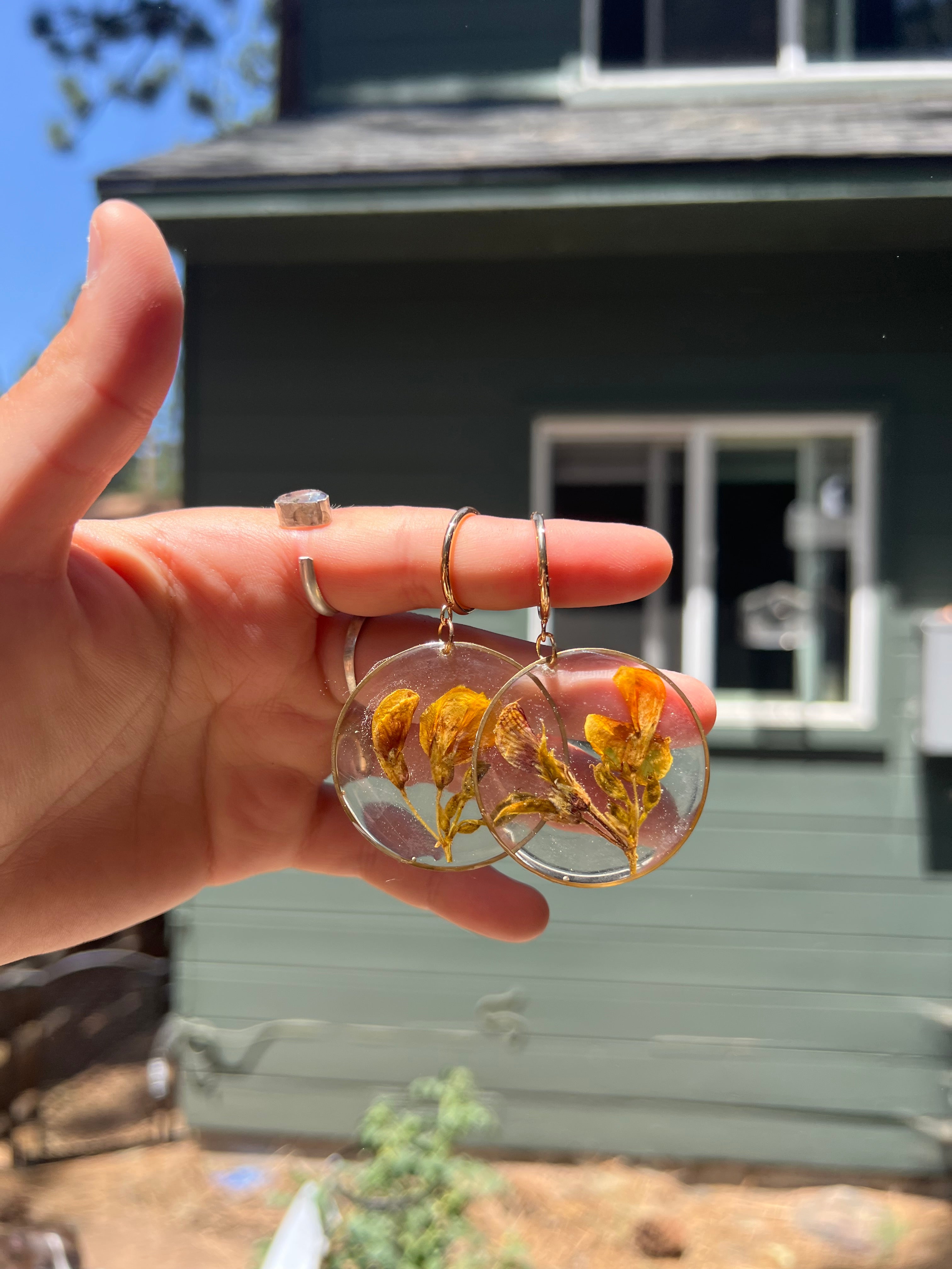 Yellow/orange Flowers Round Earrings