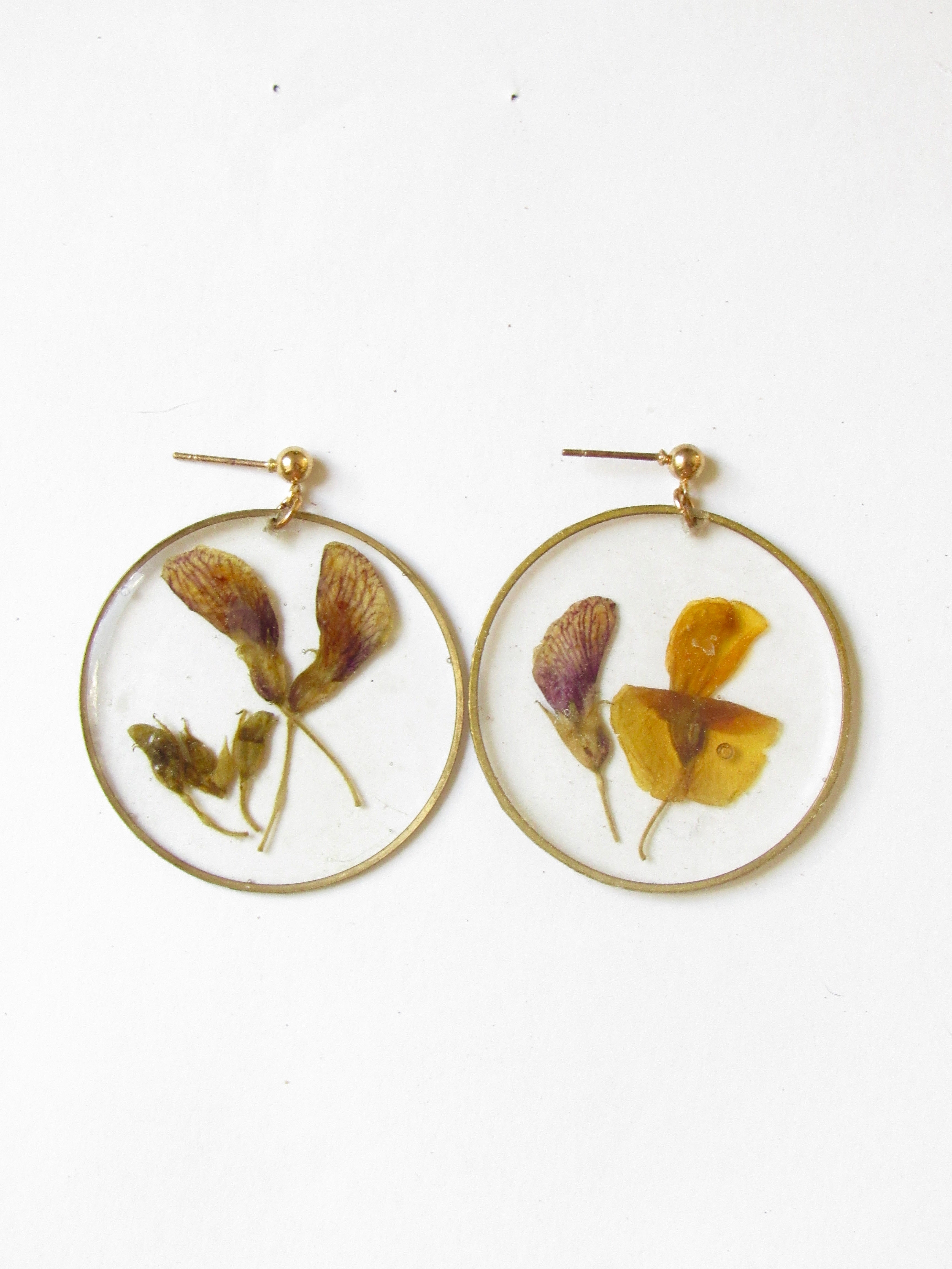 Yellow/orange Flowers Round Earrings