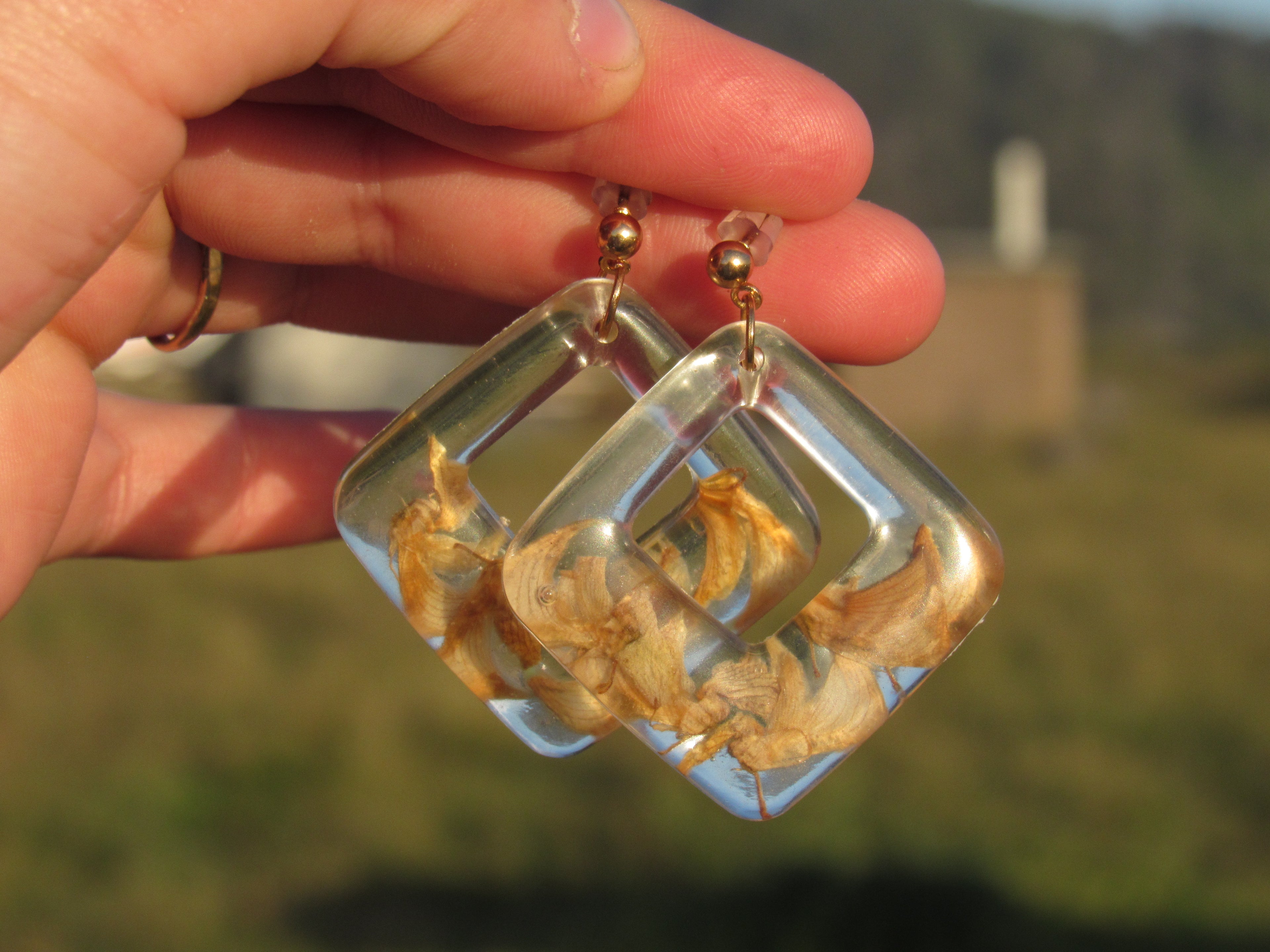 Yellow Flower Earrings (Diamond shape)