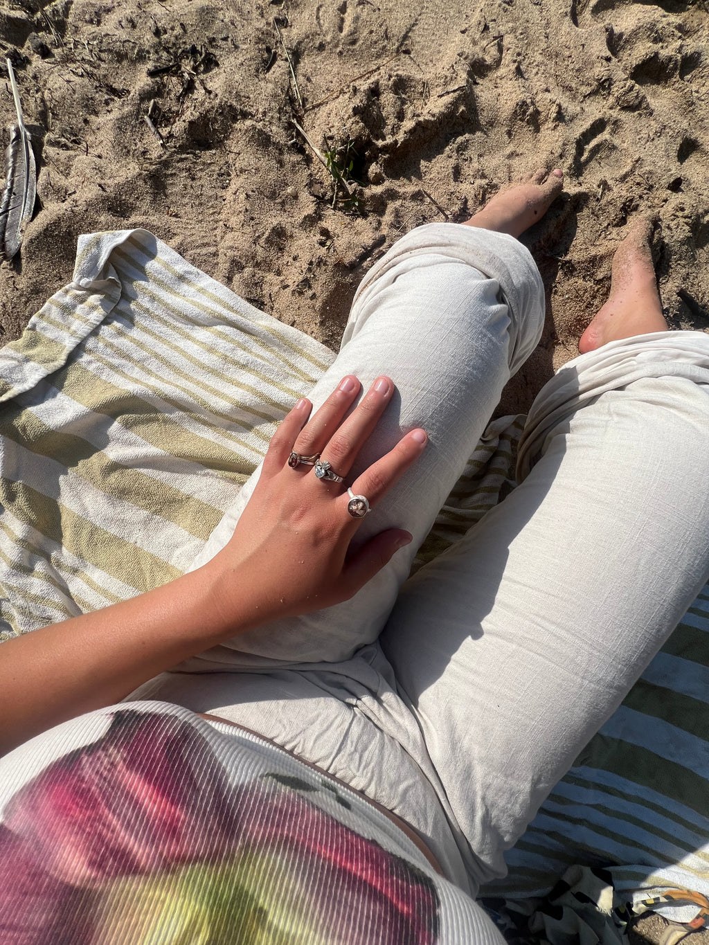 Pink Flower Round Bezel Silver Ring